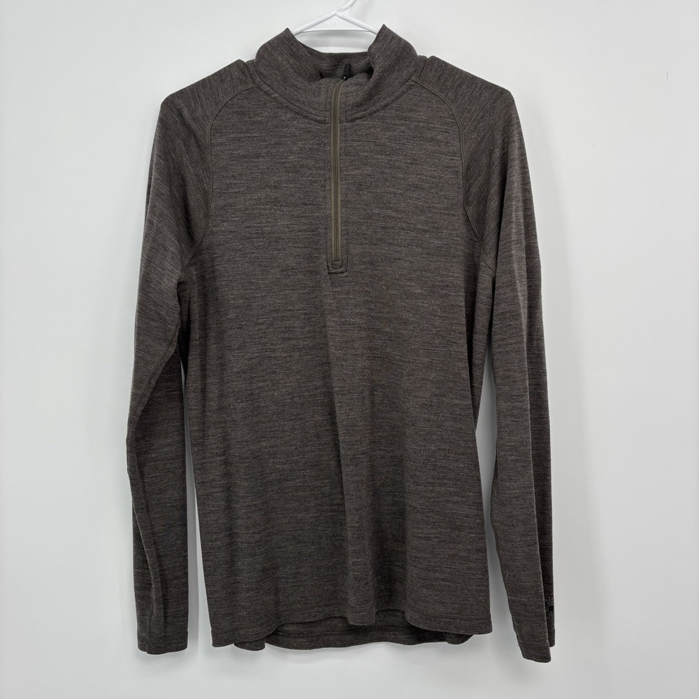 Smartwool Sweater Brown Merino Wool 1/4 Zip Pullover Outdoors Mens Medium